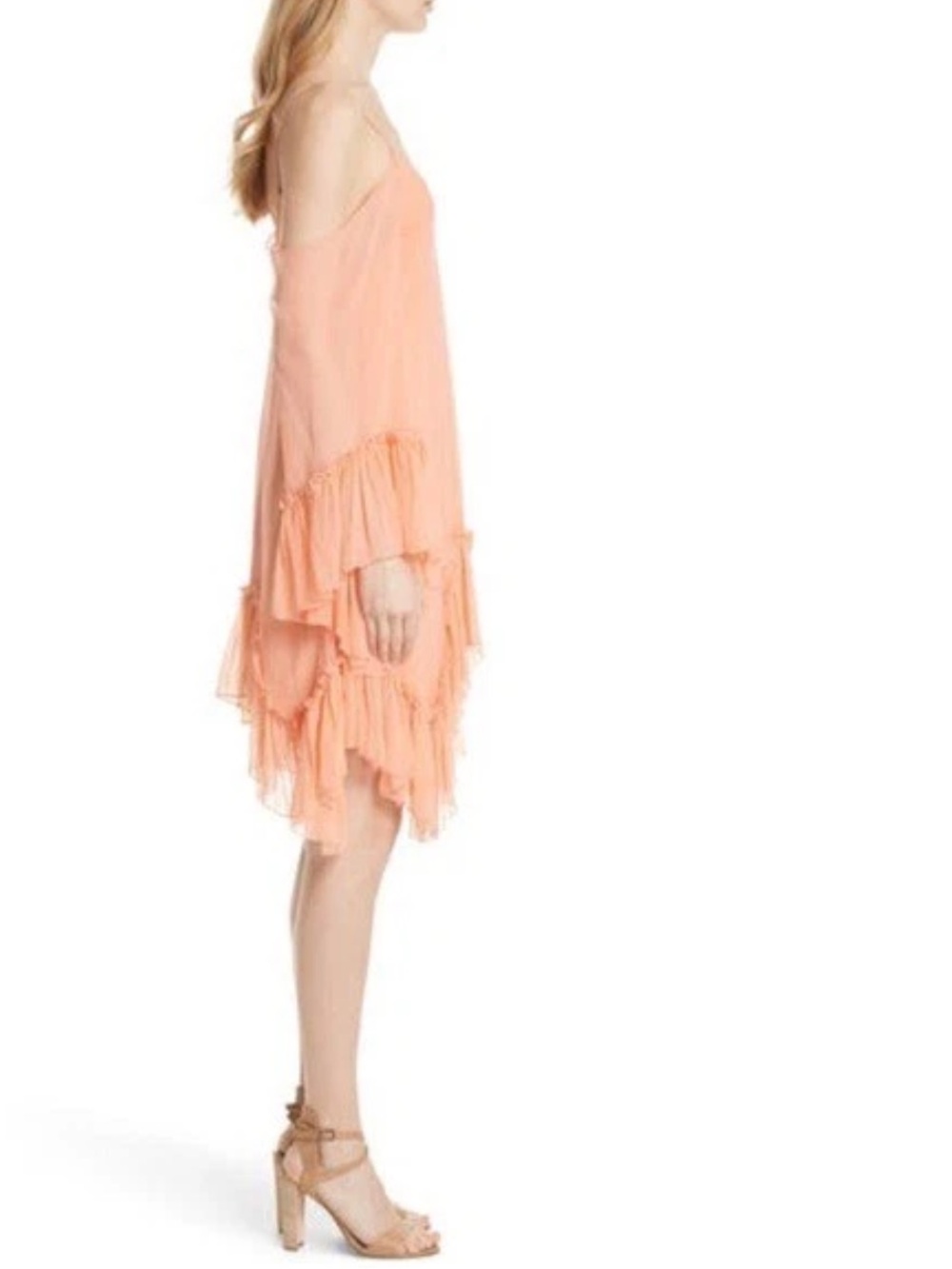 Alice + Olivia Ilaria Cold Shoulder Mini Dress in Peach Color.Size M - Picture 6 of 13